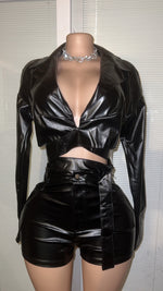 Load image into Gallery viewer, large Leather Crop Top Set
