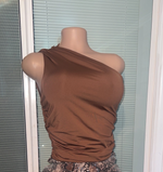 Load image into Gallery viewer, Brown One Shoulder Top
