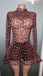 Load image into Gallery viewer, Small Stretchy Leopard See Through Dress
