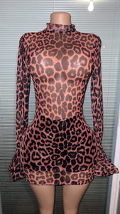 Small Stretchy Leopard See Through Dress